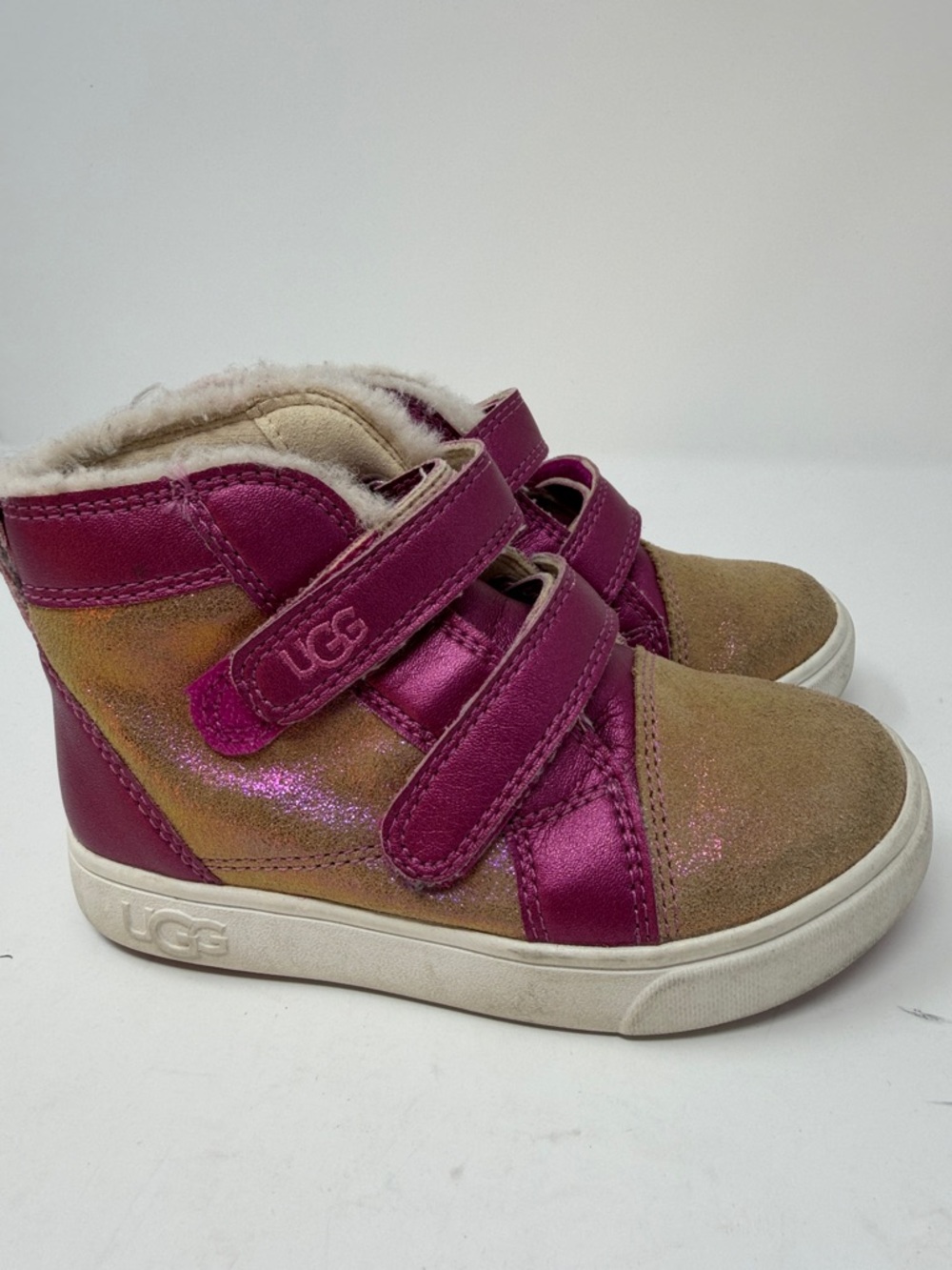 UGG Kids rennin 11 shimmer sneakers Velcro High-Top Boots 9t